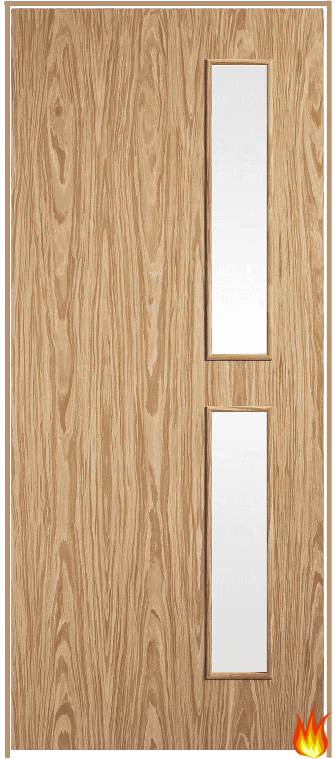 16G Pre-finished Oak Prehung Fire Door with Clear Glass (FD30)