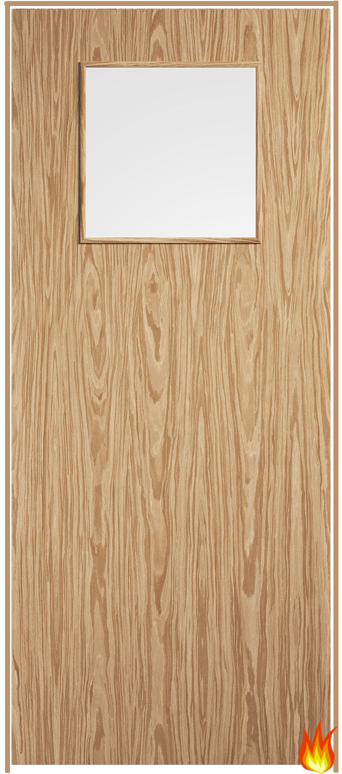 1G Pre-finished Oak Prehung Fire Door with Clear Glass (FD30)