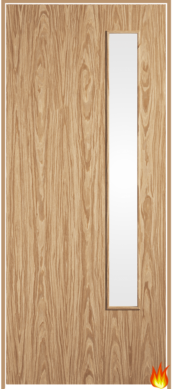 20G Pre-finished Oak Prehung Fire Door with Clear Glass (FD30)