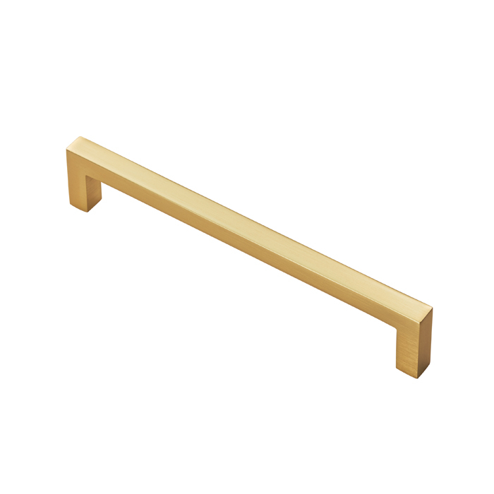 Block Kitchen & Cupboard Pull Handle - Satin Brass