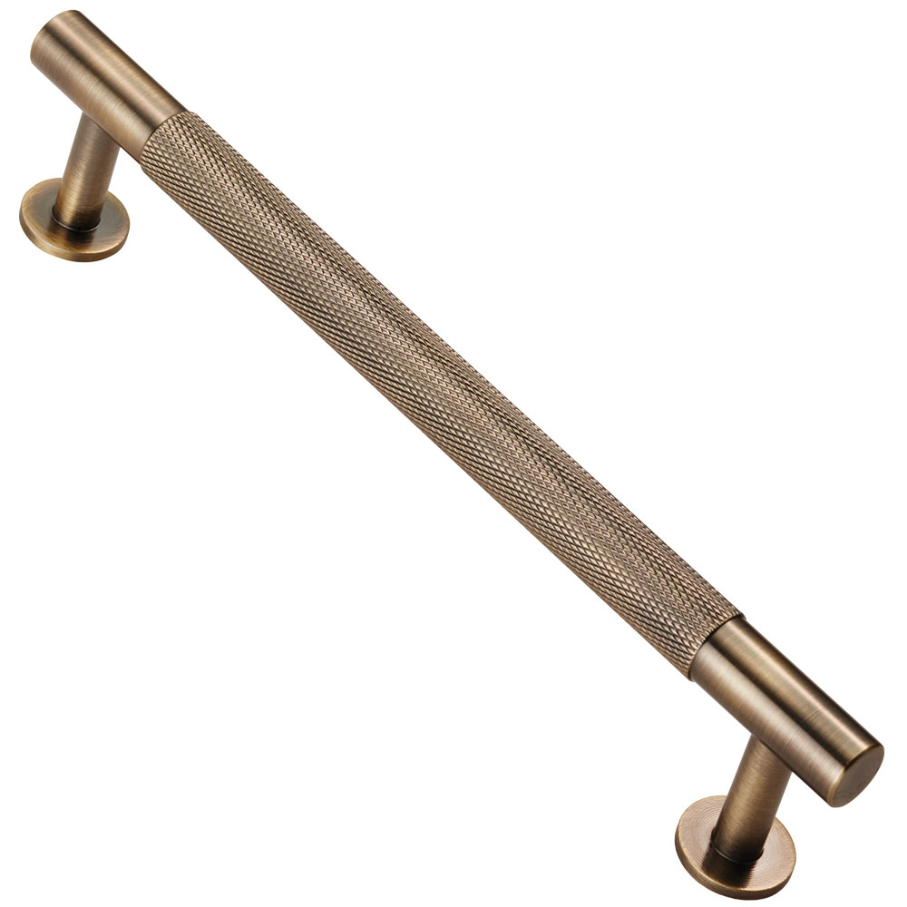 Knurled Kitchen & Cupboard Pull Handle - Antique Brass