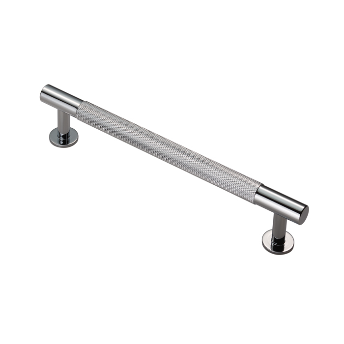 Knurled Kitchen & Cupboard Pull Handle - Polished Chrome