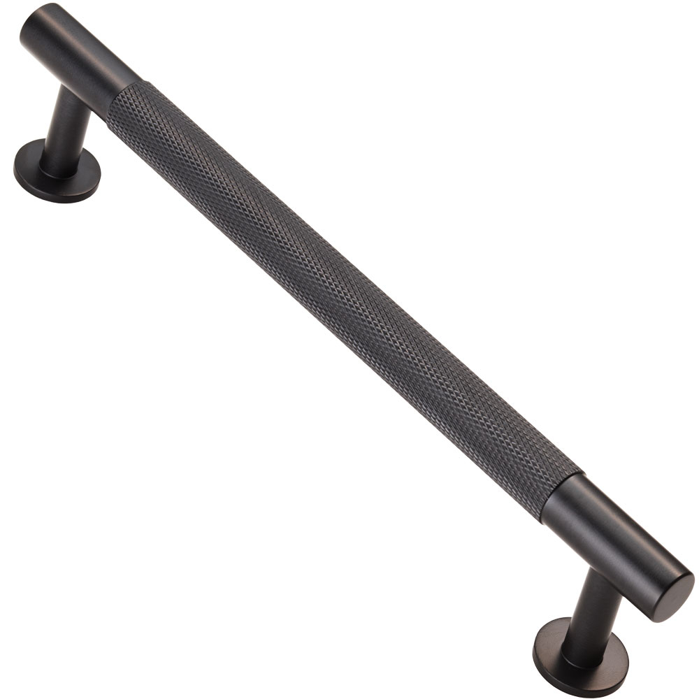 Knurled Kitchen & Cupboard Pull Handle - Matt Black