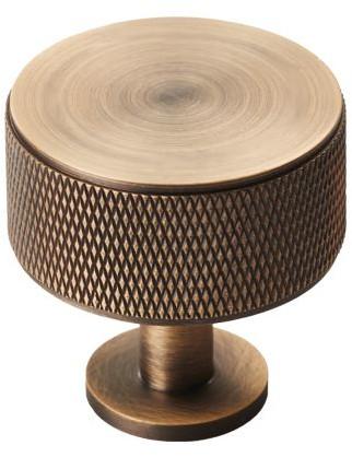 Knurled Radio Cupboard Knob - Antique Brass