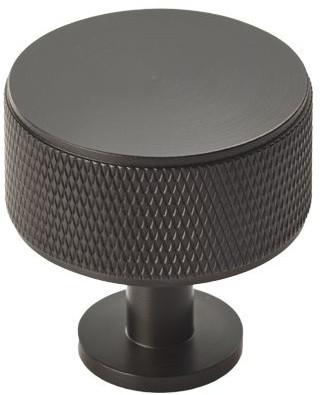 Knurled Radio Cupboard Knob - Matt Black