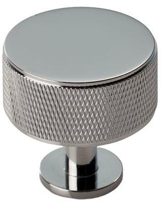 Knurled Radio Cupboard Knob - Polished Chrome