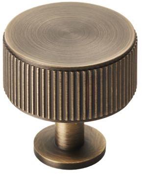 Lines Radio Cupboard/Wardrobe Knob - Antique Brass