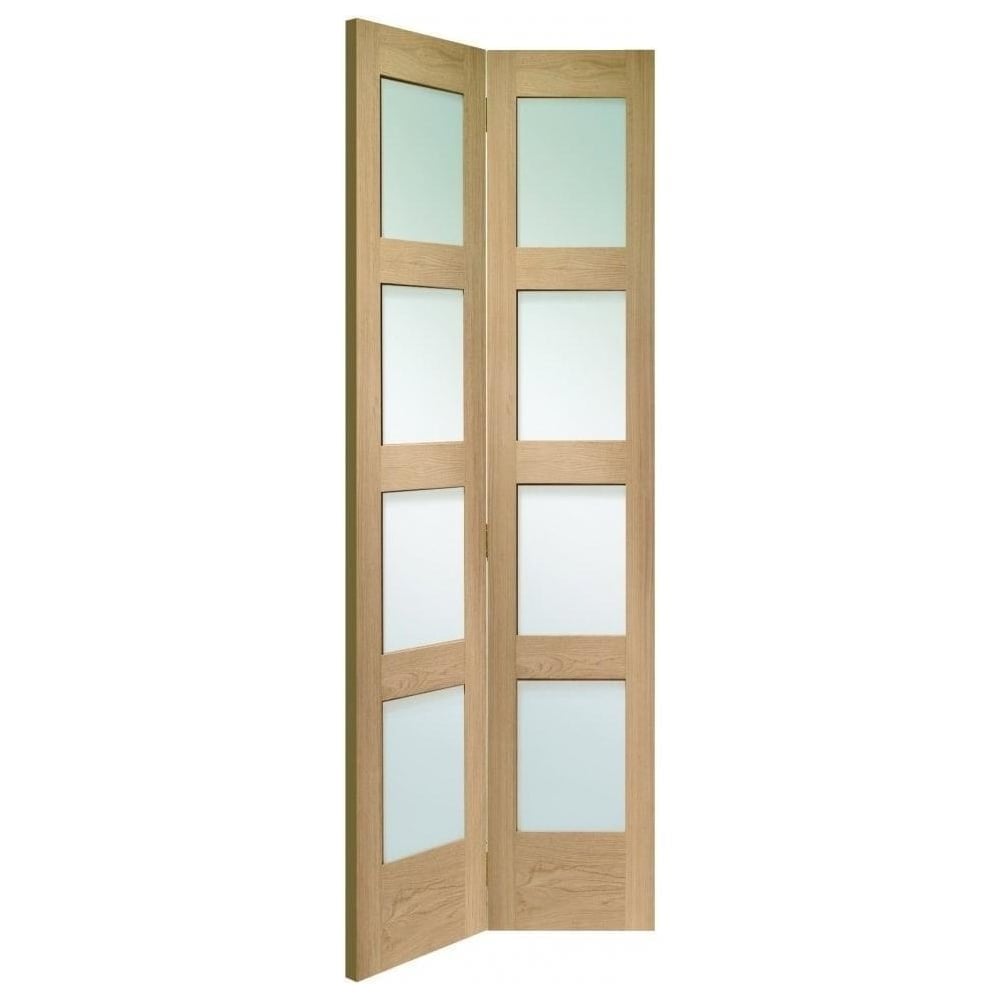Shaker Oak Internal Bi Folding Door with Clear Glass