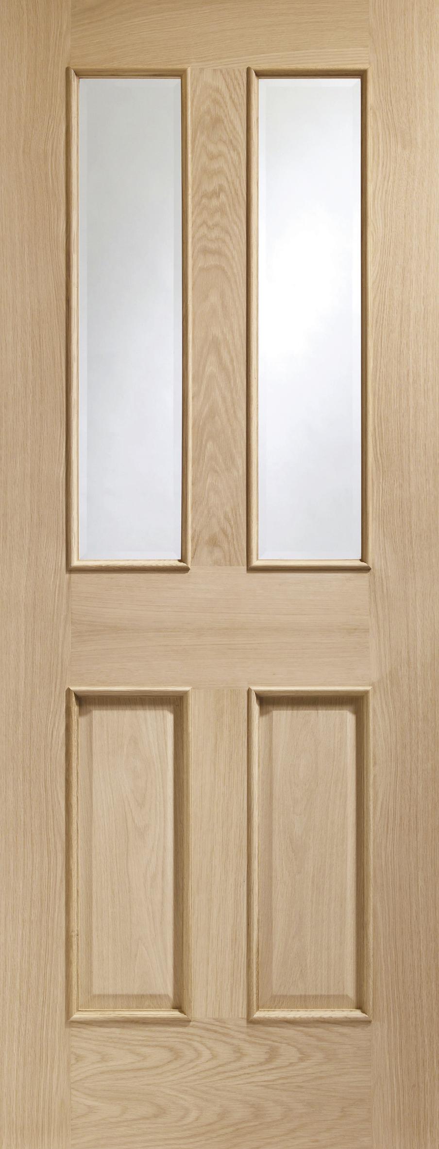 Malton Internal Oak Door with Raised Mouldings (bevelled glass)