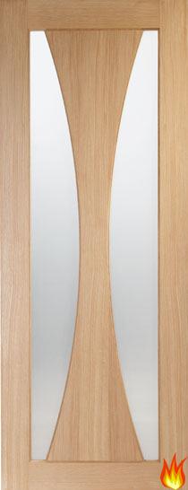 Verona Oak Fire Door with Clear Glass (un-finished)