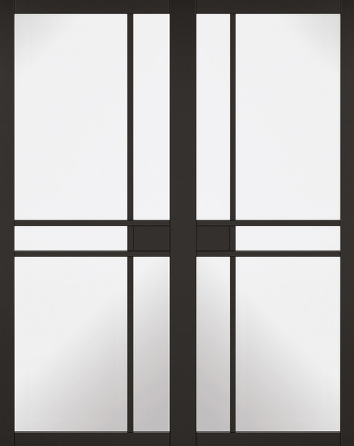 Greenwich Black Double Doors with Clear Glass (pre-finished)