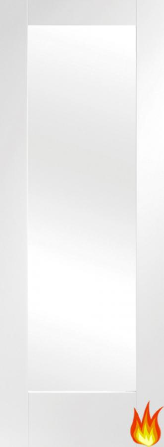 Pattern 10 White Primed Internal Fire Door (FD30) with Clear Glass