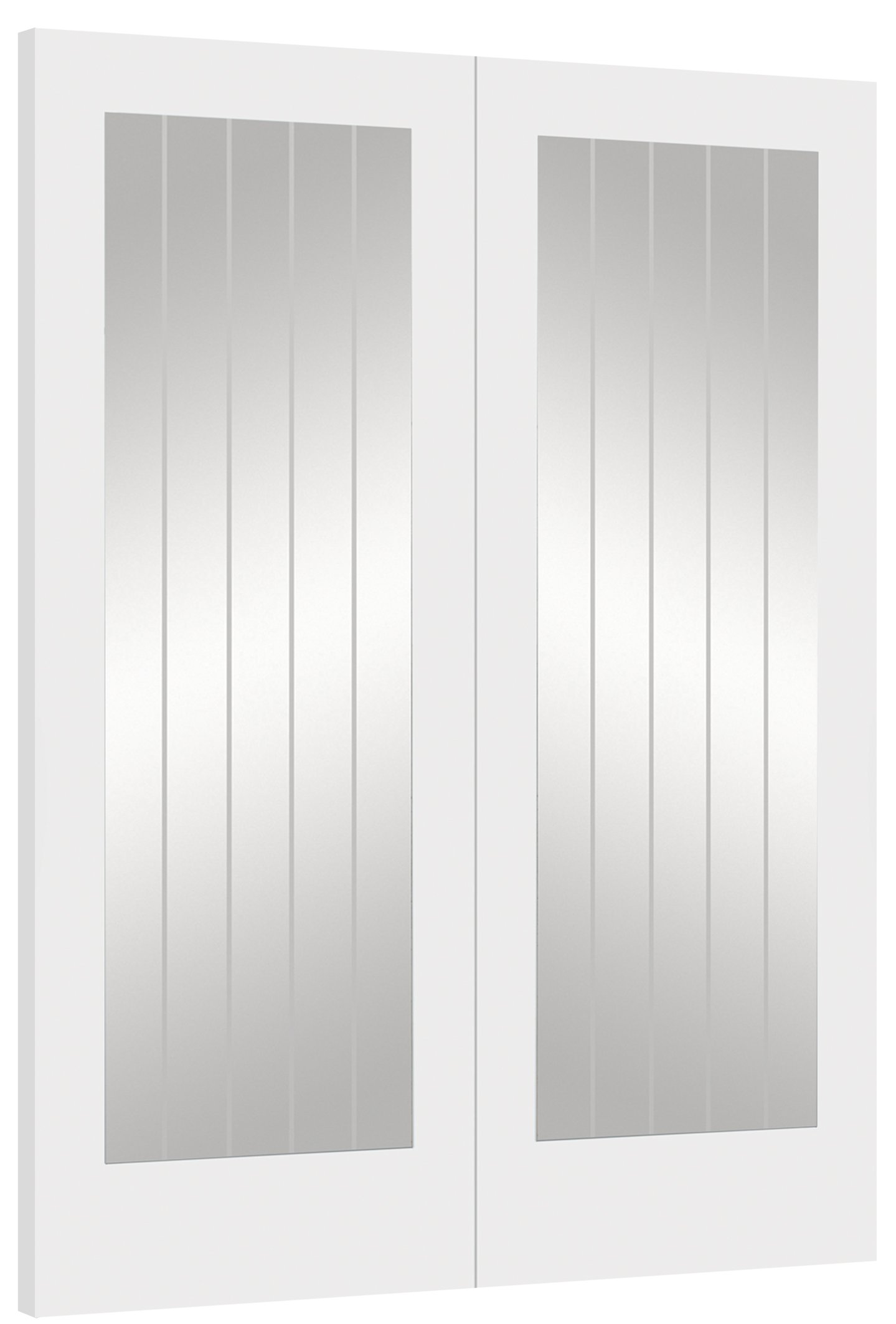 Suffolk White Primed Internal French Door Pair (clear etched glass)