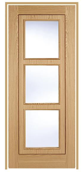 Inlay with Clear Glass Oak Prehung Internal Door (pre-finished)