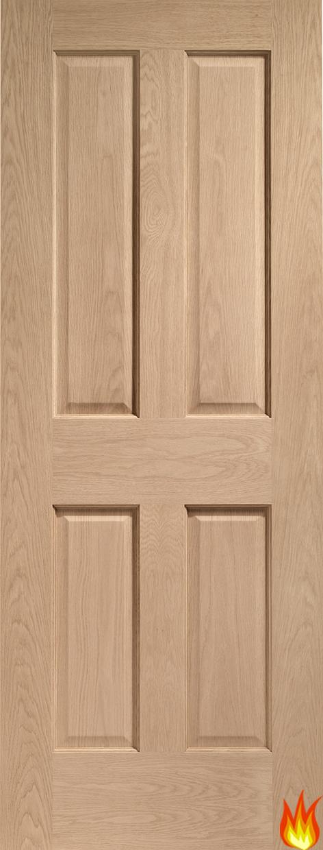 Victorian 4 Panel Internal Oak Fire Door (non raised mouldings)