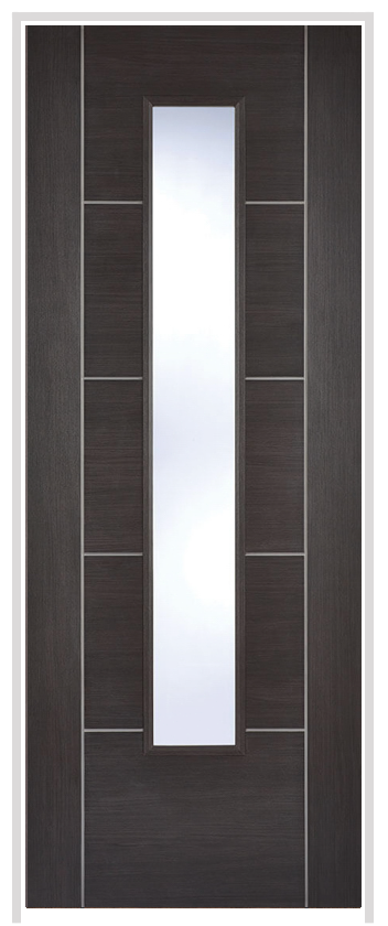 Vancouver Laminate Dark Grey Prehung Door with Clear Glass