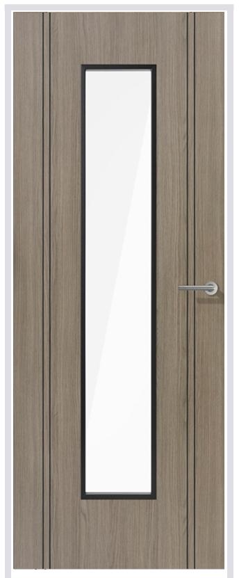 Monaco Light Grey Laminate Prehung Door with Clear Glass