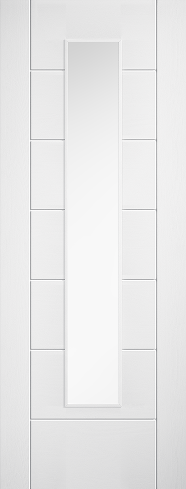 Linear 7P Pre-Finished Glazed White Internal Door