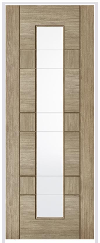 Edmonton Light Grey Prehung Internal Door with Clear Glass