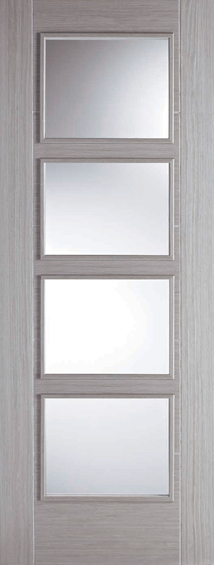 Vancouver Light Grey Prehung Internal Door with Clear Glass