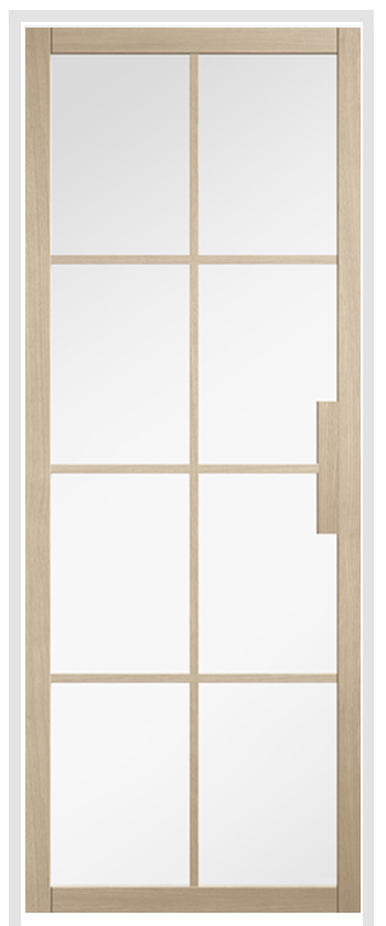 Malvern Blonde Oak Prehung Internal Door with Clear Glass