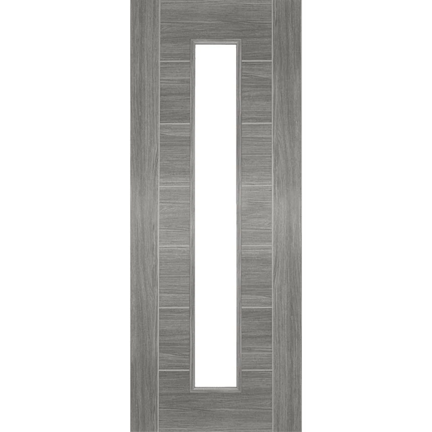 Corsica Laminate Grey Internal Door with Clear Glass