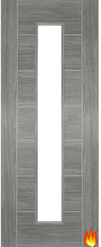 Corsica Laminate Grey Internal Fire Door (FD30) with Clear Glass