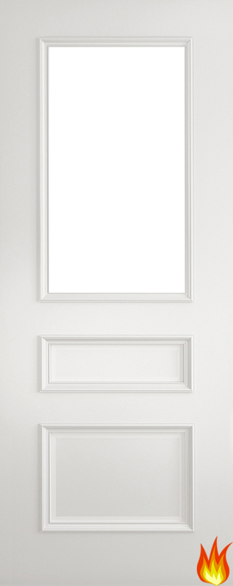 Mayfair 3 Panel White Internal Fire Door with Clear Glass (FD30)