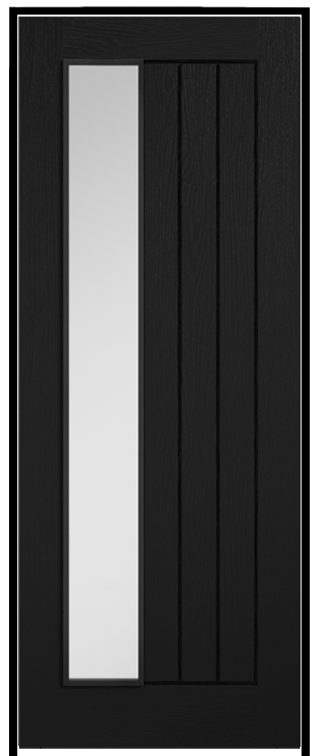 Mexicano Black Prehung Door with Clear Glass