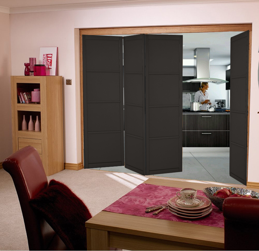 Roomfold Soho Black (solid) Primed Internal Folding Sliding Doors