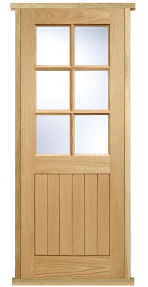 Oak Cottage 6-Light with Clear Glass Pre-hung Door Set
