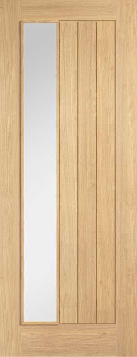 Cottage Belize Offset Oak Door with Clear Glass