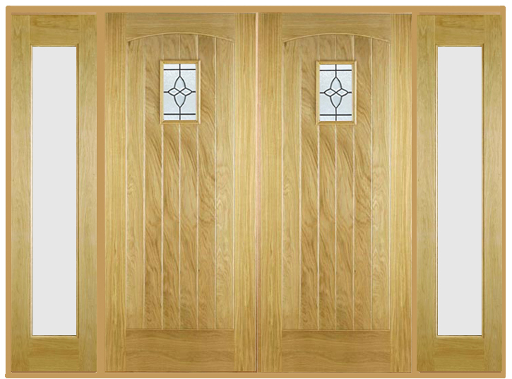 Cottage Double Front Doors With Sidelights