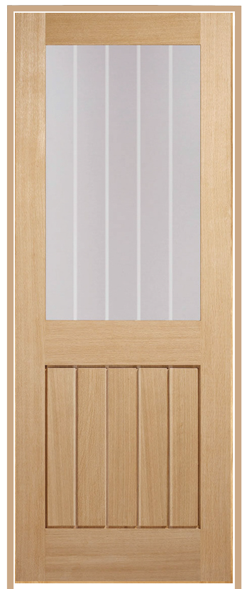 Mexicano Half Light with Clear Etched Glass Prehung Oak Door (un/pre-finished)