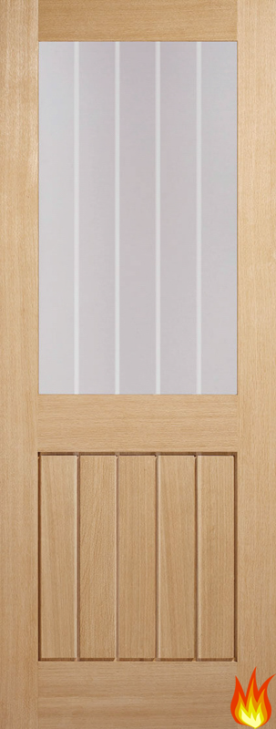 Mexicano Half Light Glazed Oak Fire Door (FD30)