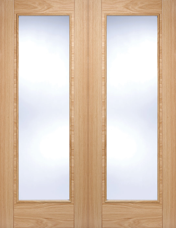 Vancouver Oak Prehung Double Door with Clear Glass (pre-finished)