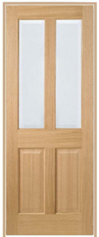 Richmond Oak Prehung Door with Clear Bevelled Glass (un/pre-finished)