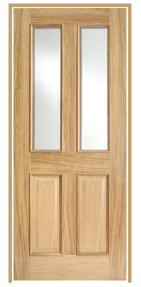 Richmond RM2S Oak Prehung Door with Clear Glass (un-finished)