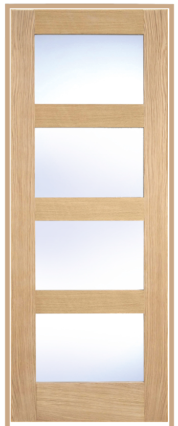 Shaker Oak Prehung Door with Frosted Glass (un/pre-finished)