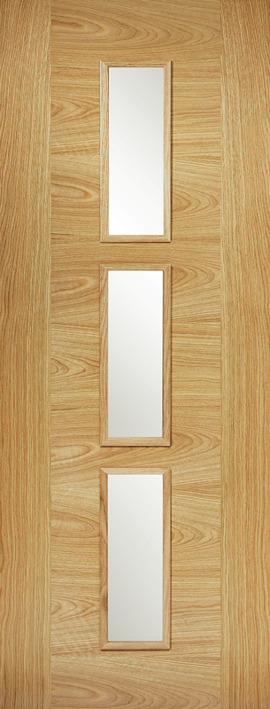Flush Contemporary Oak Door with Clear Glass (pre-finished)