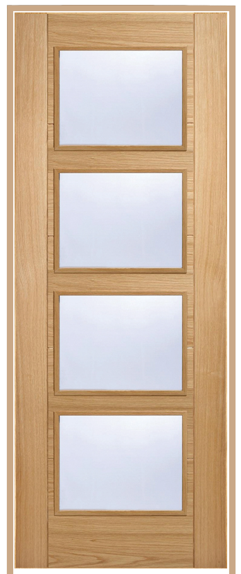Vancouver 4-Light Oak Prehung Internal Door (pre-finished)