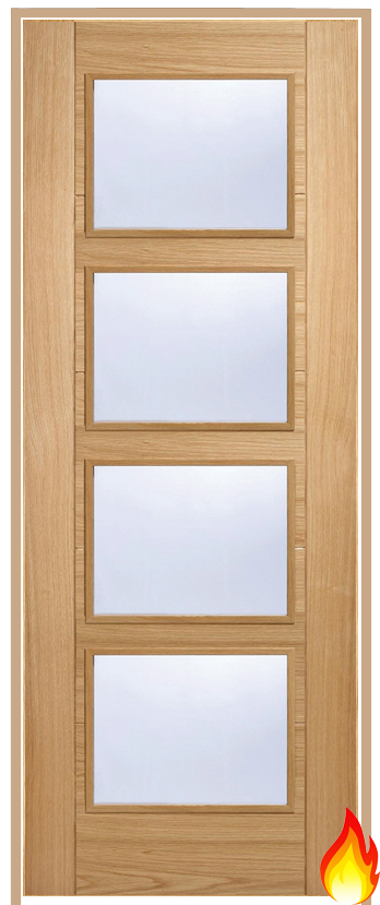 Vancouver 4-Light Oak Prehung Internal Fire Door (pre-finished)