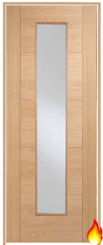Vancouver Long Light Oak Prehung Fire Door (pre-finished)