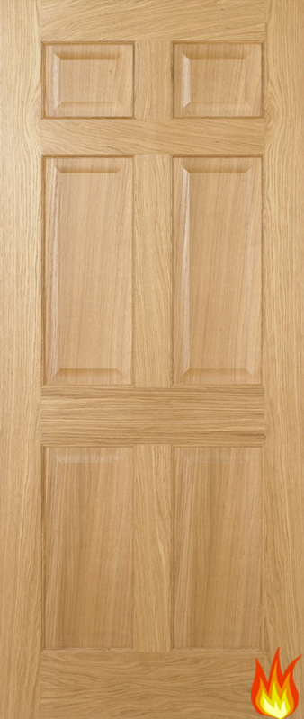 Regency 6 Panel Internal Oak Fire Door (non-RM) Pre-finished