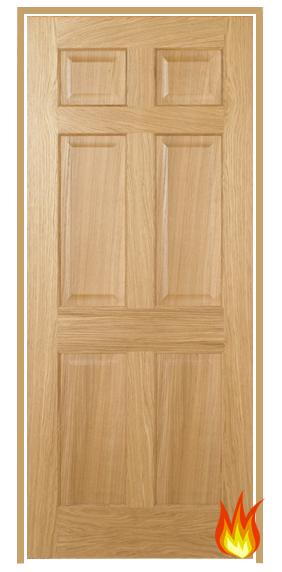 Regency 6 Panel Internal Oak Prehung Fire Door (un-finished)