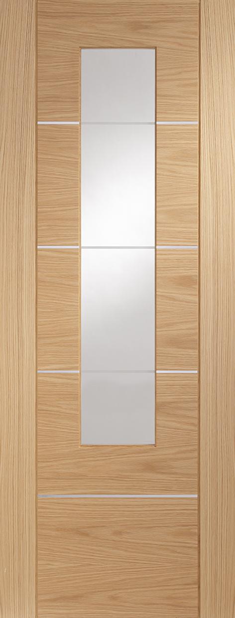 Portici Internal Oak Door with Clear Glass (pre-finished)