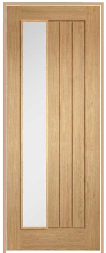 Mexicano Offset with Obscure Glass Oak Prehung Internal Door (pre-finished)