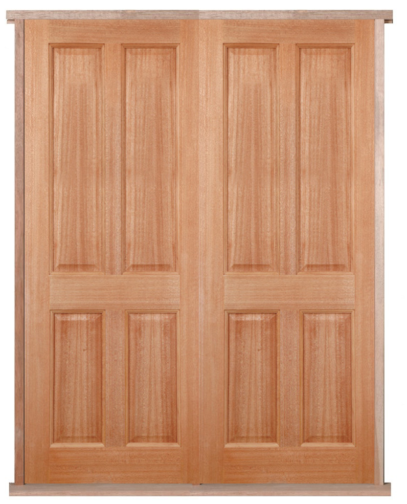 4 Panel Hardwood PreHung Oak Double/French Doors