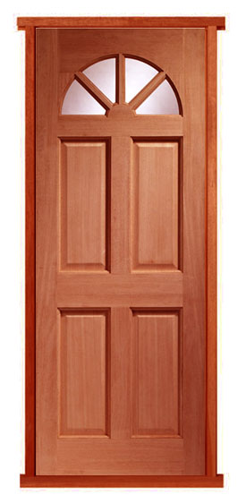 Carolina 4 Panel Hardwood Pre-hung Door Set (clear double glazed)