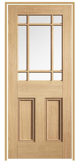 Downham Oak Prehung Door with Clear Glass (un-finished)